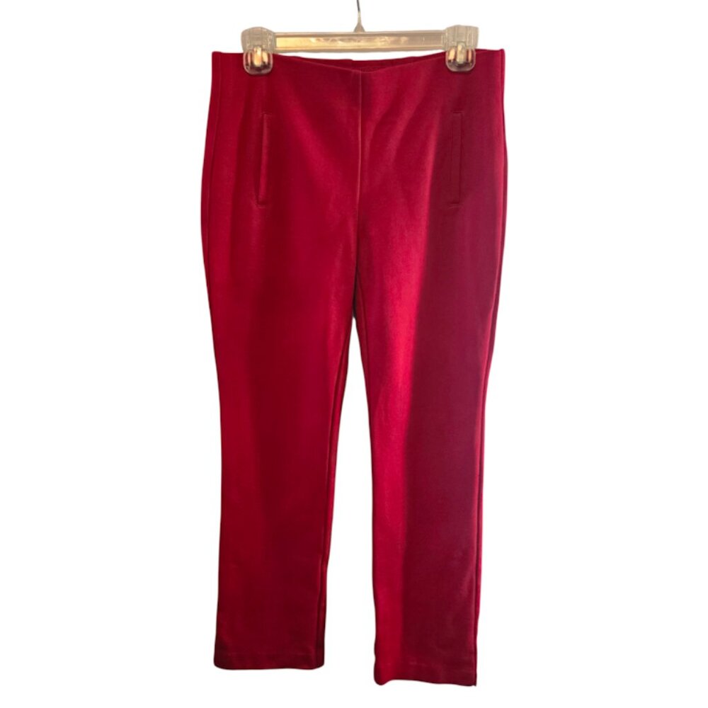 CHICO'S PETITE RED PONTE KNIT SLIM CROPPED PANTS SIZE 0 SMALL (4) STRETCH